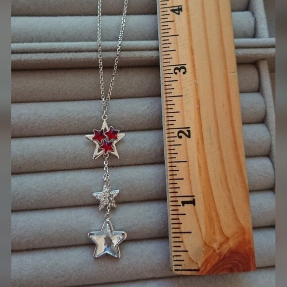 Swarovski Holy Night Red Clear Star Crystal 16-in Rhodium Pendant Necklace - Picture 2 of 7